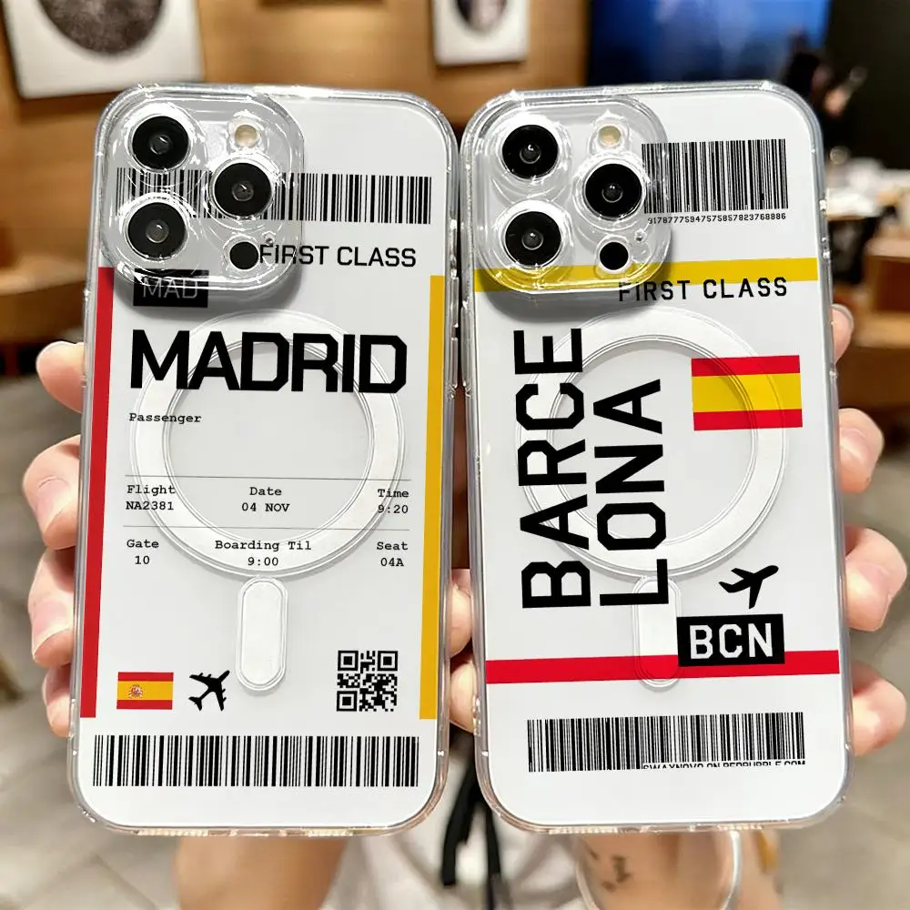 Magnetic Phone Case - Reise-Flugticket Spanien Handyhülle für iPhone 17